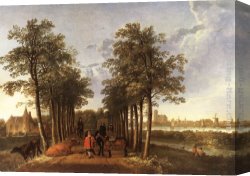 Cuyp Canvas Paintings - The Avenue at Meerdervoort by Aelbert Cuyp