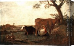 Cuyp Canvas Paintings - The Dairy Maid by Aelbert Cuyp