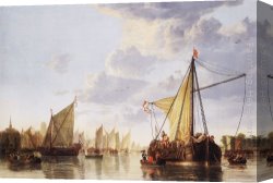Dordrecht Harbour by Moonlight Canvas Paintings - The Maas at Dordrecht by Aelbert Cuyp