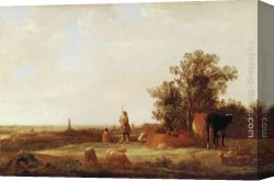 Cuyp Canvas Paintings - View of a Plain by Aelbert Cuyp