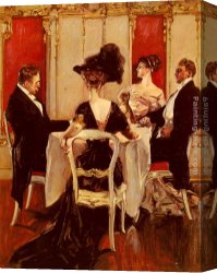 Conversation Canvas Paintings - Idle Conversation by Albert B. Wenzell