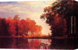 Autumn Canvas Paintings - Autumn Woods by Albert Bierstadt