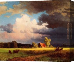 Evening Landscape at East Bergholt Canvas Paintings - Bavarian Landscape by Albert Bierstadt