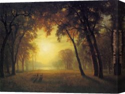 Deer Canvas Paintings - Deer in a Clearing by Albert Bierstadt