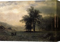 Deer Canvas Paintings - Deer in a Landscape by Albert Bierstadt
