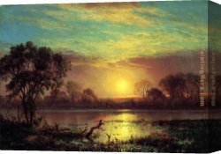 Lake Arrowhead Canvas Paintings - Evening, Owens Lake, California by Albert Bierstadt