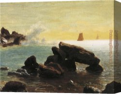 Island Canvas Paintings - Farralon Islands, California by Albert Bierstadt