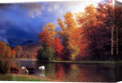 Albert Canvas Paintings - On the Saco by Albert Bierstadt