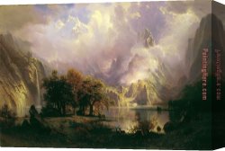 Landscape with Stream And Mountains Canvas Paintings - Rocky Mountain Landscape by Albert Bierstadt