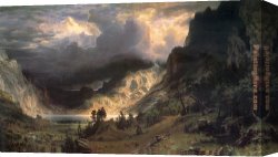 Hunter Mountain, Twilight Canvas Paintings - Storm in the Rocky Mountains, Mt Rosalie by Albert Bierstadt