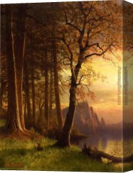 Valley of The Yosemite Canvas Paintings - Sunset in California, Yosemite by Albert Bierstadt