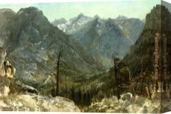 Among The Sierra Nevada Mountains California Canvas Paintings - The Sierra Nevadas by Albert Bierstadt