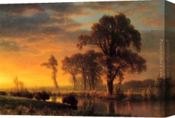 In Western Mountains Canvas Paintings - Western Kansas by Albert Bierstadt