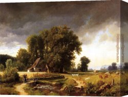 Evening Landscape at East Bergholt Canvas Paintings - Westphalian Landscape by Albert Bierstadt