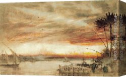 Goodwin Canvas Paintings - A Nile Sunset by Albert Goodwin