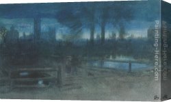 Goodwin Canvas Paintings - Canterbury by Night by Albert Goodwin