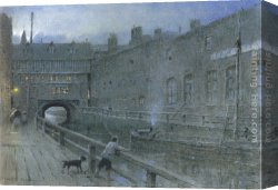 Goodwin Canvas Paintings - Lincoln Canal by Albert Goodwin