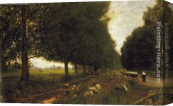 Goodwin Canvas Paintings - On the road to Winchester by Albert Goodwin