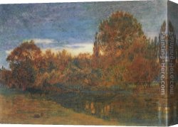 Goodwin Canvas Paintings - Sunset Through Woodland by Albert Goodwin