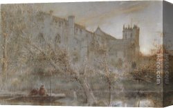 Goodwin Canvas Paintings - The Abby Church, Christchurch by Albert Goodwin