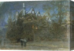 Goodwin Canvas Paintings - View from the Entrance to Meadow Building, Christchurch College, Oxford by Albert Goodwin