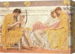 Study of a Punt Moored at Twickenham Canvas Paintings - A Musician by Albert Moore