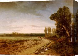 Early Canvas Paintings - Going To The Pasture, Early Morning by Alberto Pasini