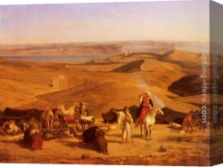 Deserted Canvas Paintings - The Desert Encampment by Alberto Pasini