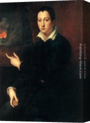 Portrait of a Young Benedictine Canvas Paintings - Portrait of a Young Man by Alessandro Allori