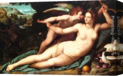 Venus Verticordia Canvas Paintings - Venus and Cupid by Alessandro Allori