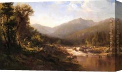 Landscape with Stream And Mountains Canvas Paintings - Landscape with Mountains and Stream by Alexander Helwig Wyant
