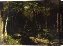 Woodland Canvas Paintings - Woodland Stream by Alexander Helwig Wyant