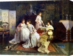 Afternoon Canvas Paintings - Afternoon Tea by Alexander Rossi