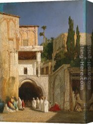 Alexandre-gabriel Canvas Paintings - Before a Mosque (Cairo) by Alexandre-Gabriel Decamps