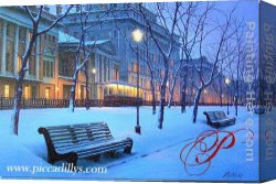 Boulevard Montmarte Canvas Paintings - Boulevard At Midnight by Alexei Butirskiy