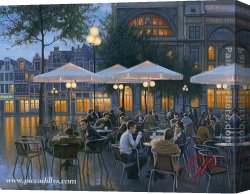 Evening Mood Canvas Paintings - Evening Cafe by Alexei Butirskiy