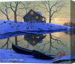 Pond Canvas Paintings - On Golden Pond by Alexei Butirskiy