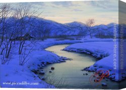Stream Canvas Paintings - Winding Stream by Alexei Butirskiy