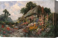 Alfred De Breanski Canvas Paintings - A Devonshire Garden by Alfred de Breanski