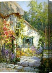 Alfred De Breanski Canvas Paintings - A Home in Devon by Alfred de Breanski