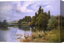 Alfred De Breanski Canvas Paintings - A Reach at the Thames Above Goring by Alfred de Breanski