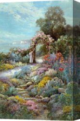 Alfred De Breanski Canvas Paintings - A Rock Garden by Alfred de Breanski
