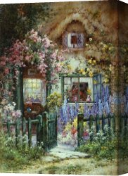 Alfred De Breanski Canvas Paintings - A Wayside House by Alfred de Breanski