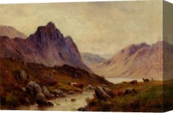 Alfred De Breanski Canvas Paintings - Falcon Craig, Derwentwater by Alfred de Breanski