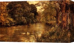 Bough Canvas Paintings - Neath O'er Hanging Boughs by Alfred de Breanski