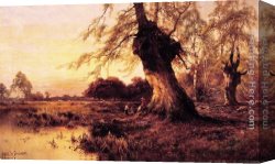 Alfred De Breanski Canvas Paintings - Around the Campfire by Alfred de Breanski Snr