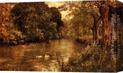 Bough Canvas Paintings - Neath O'er Hanging Boughs by Alfred de Breanski Snr
