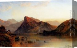 Alfred De Breanski Canvas Paintings - The Glydwr Mountains, Snowdon Valley, Wales by Alfred de Breanski Snr