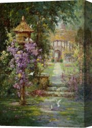 Alfred De Breanski Canvas Paintings - The Dove-Cote by Alfred de Breanski