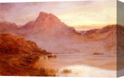 Alfred De Breanski Canvas Paintings - The Evening Glow, Near Arrochar, N.B. by Alfred de Breanski